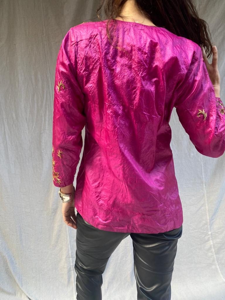 SisterGolden Jackets Hot Pink Silk Vintage Jacket