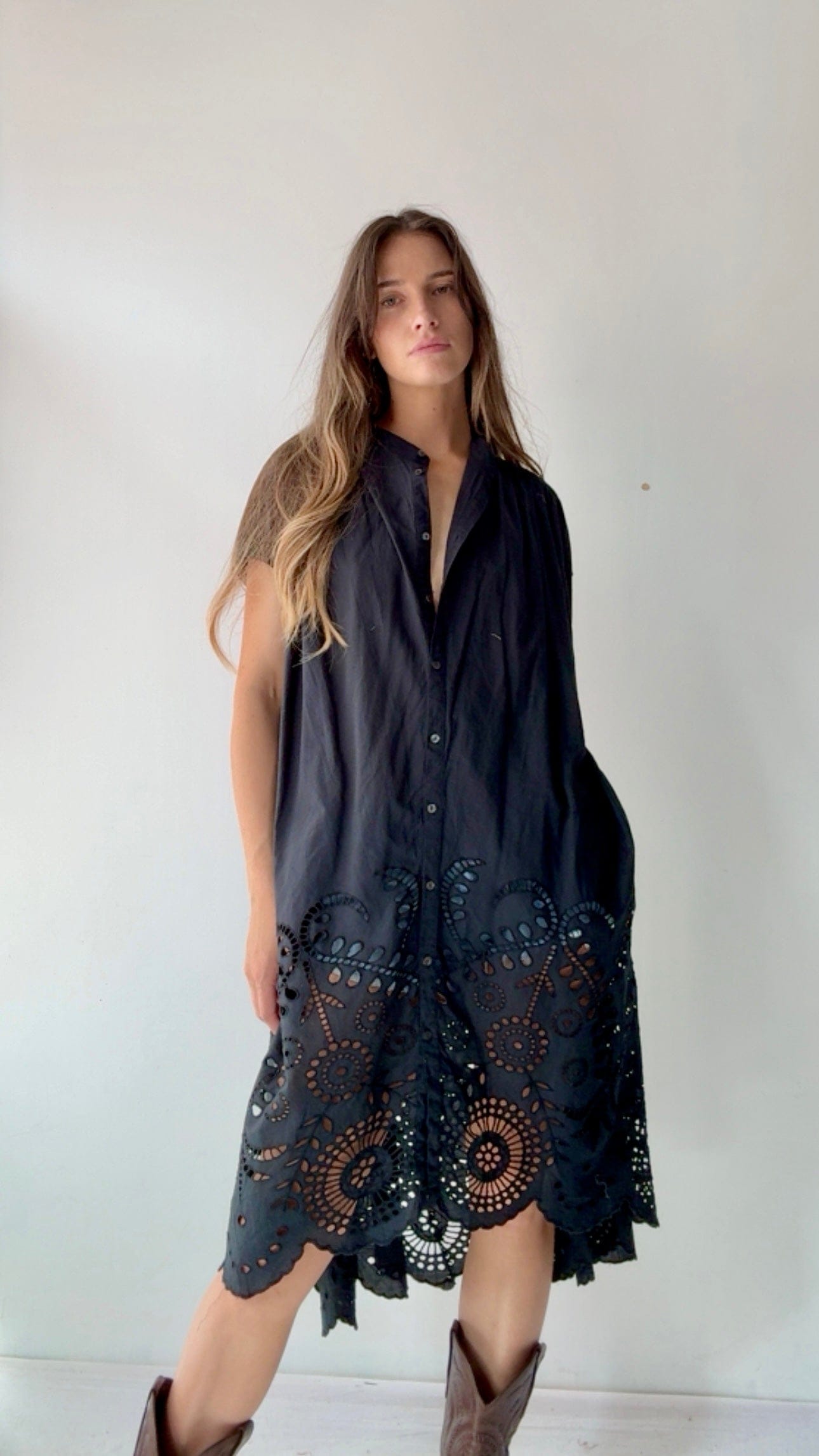 Sistergolden Japanese Midi Black Dress