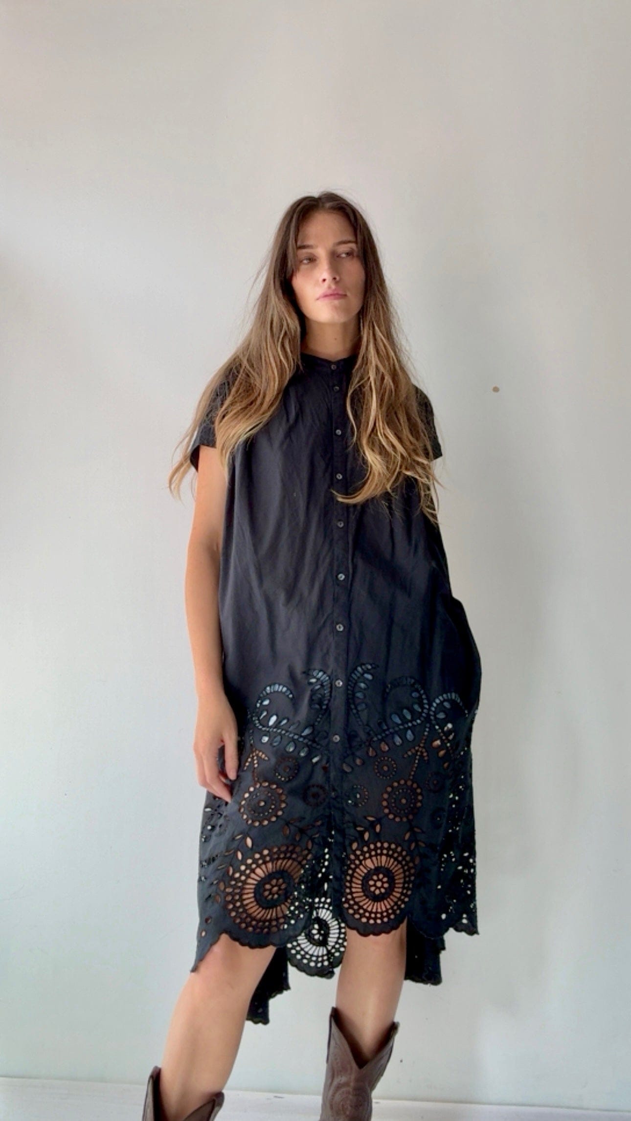 Sistergolden Japanese Midi Black Dress