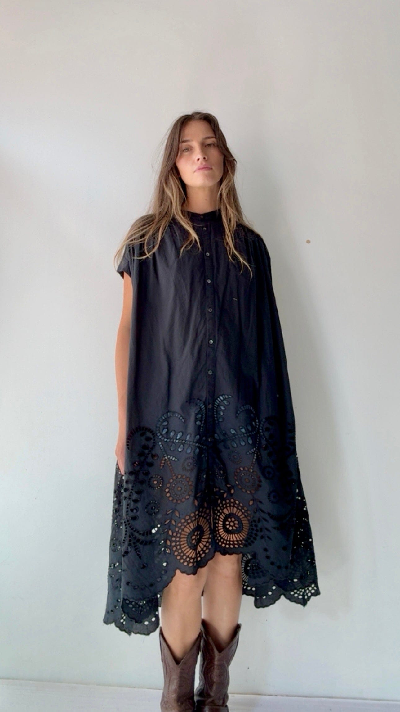 Sistergolden Japanese Midi Black Dress