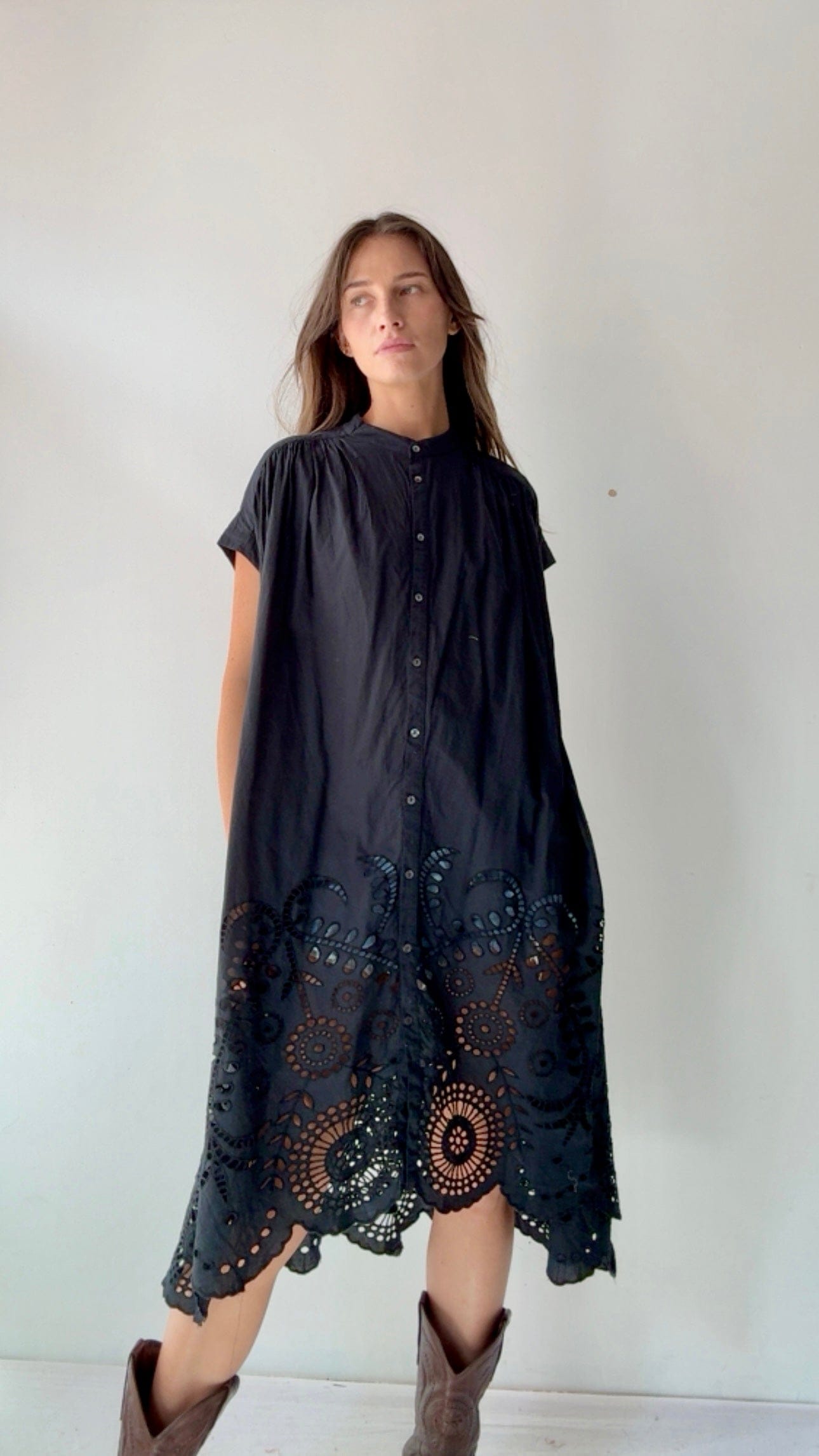 Sistergolden Japanese Midi Black Dress