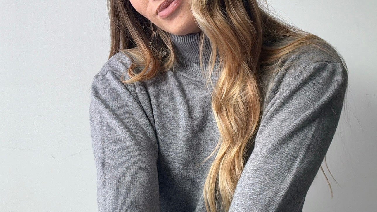 SisterGolden Jumper Grey Wool Blend Roll Neck Jumper
