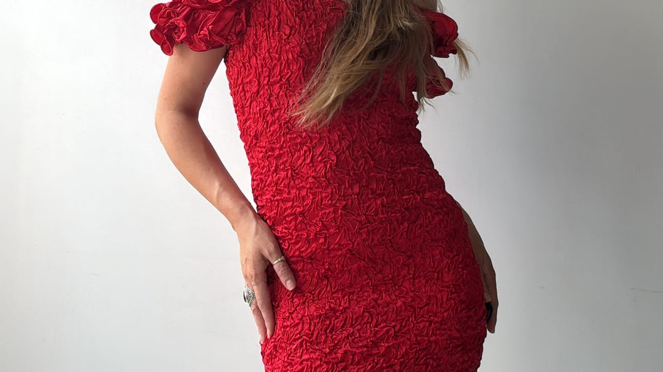 Killer Red Ruched Cocktail Dress, Sistergolden, Sistergolden