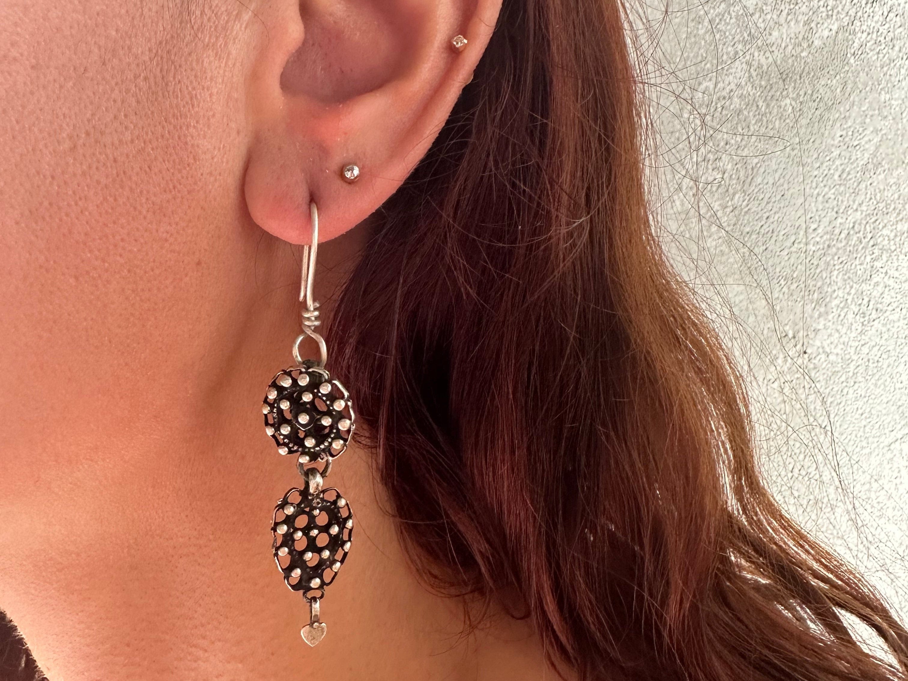 Mandala Large Silver handmade earrings, Sistergolden, Sistergolden