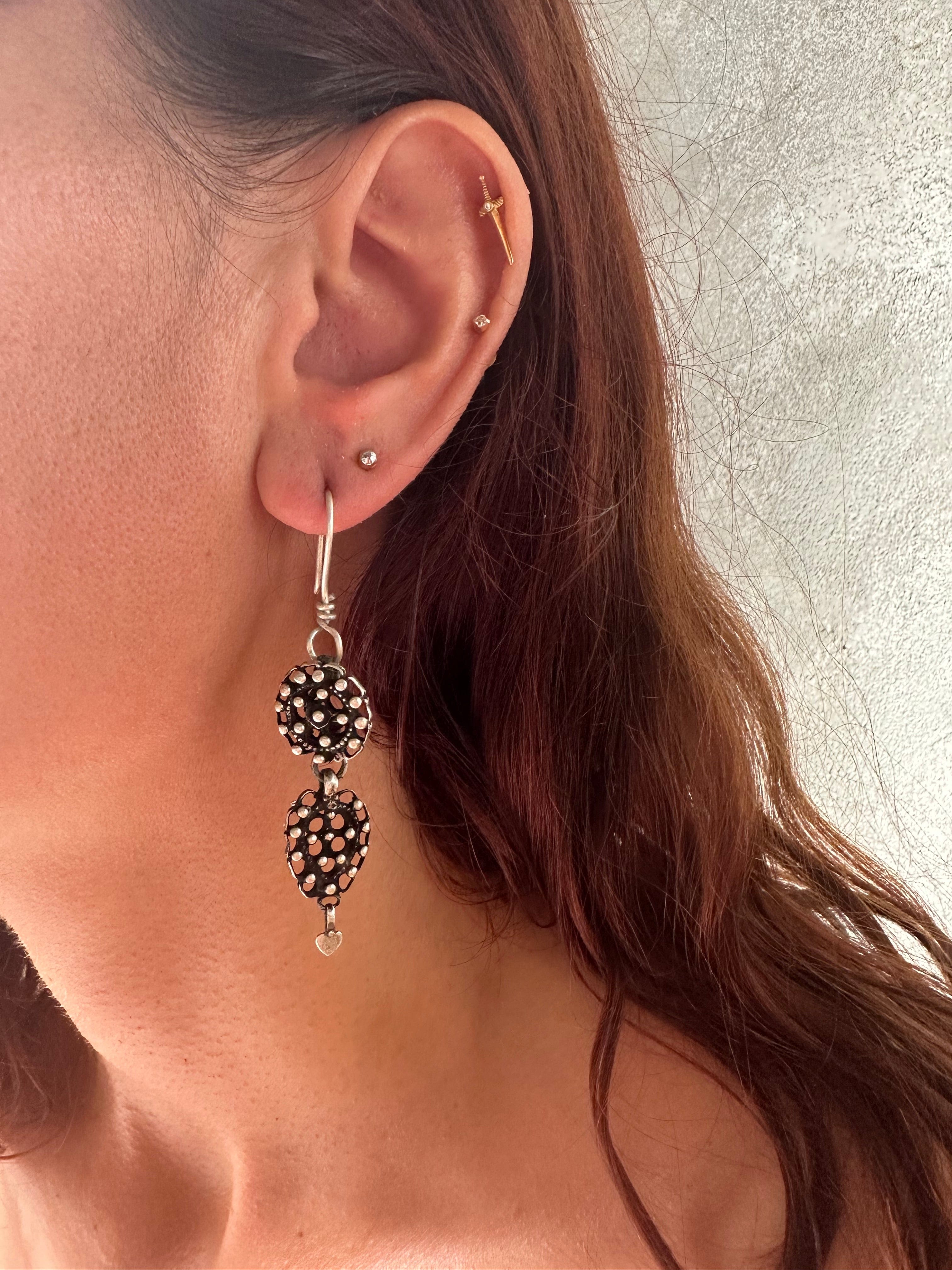 Mandala Large Silver handmade earrings, Sistergolden, Sistergolden