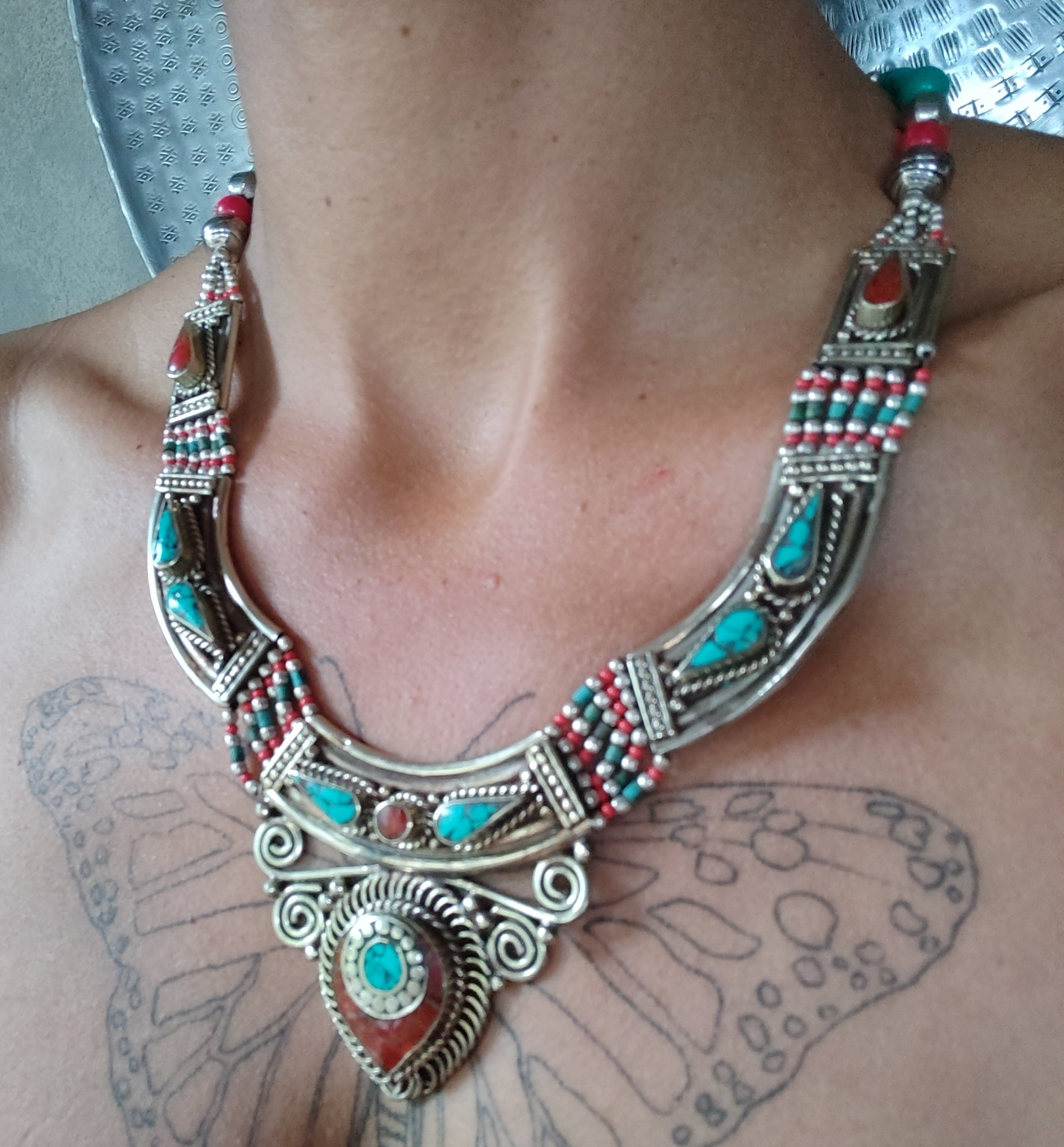 Sistergolden Necklace Moon Tibetan Tribal Necklace