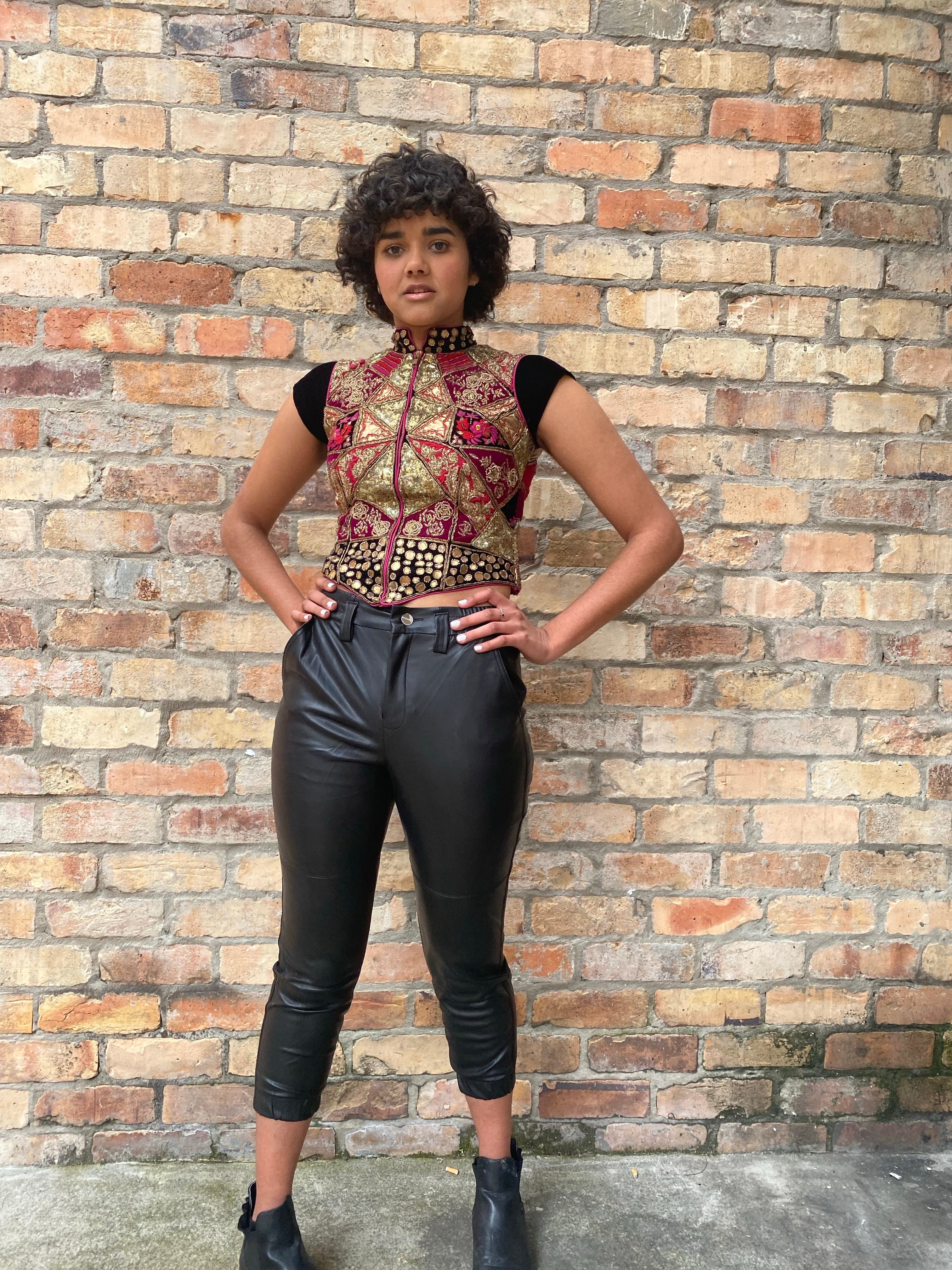 SisterGolden Pants Bershka Vegan Leather Pants
