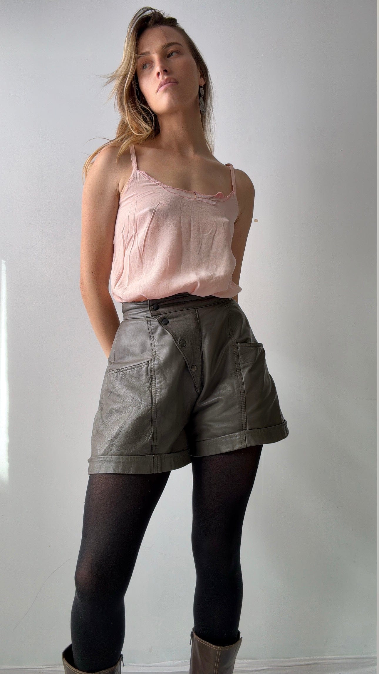 SisterGolden Pants Emery Vintage Leather Shorts