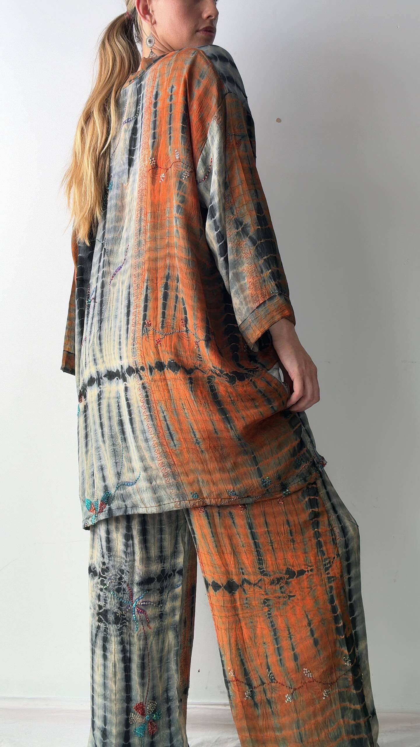 Sistergolden Phoenix Silk Lounging Set Short