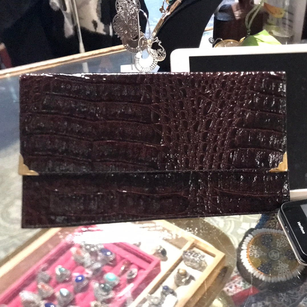 Sistergolden Saltwater Croc Vintage Clutch