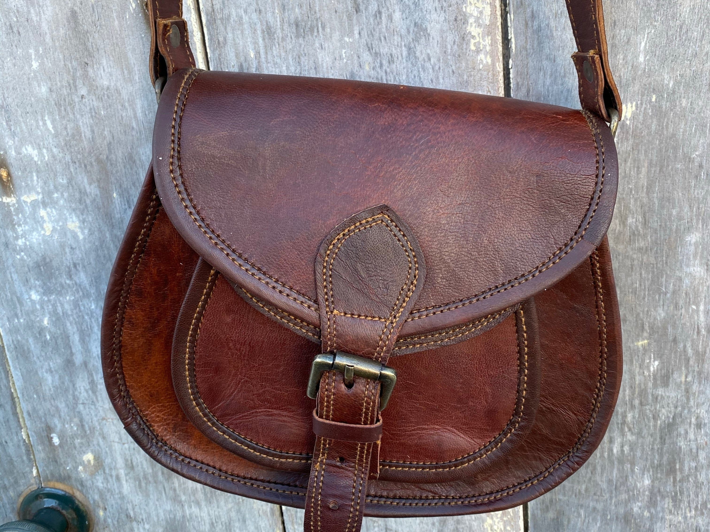 SisterGolden Satchels Small Leather Single Buckle Bag