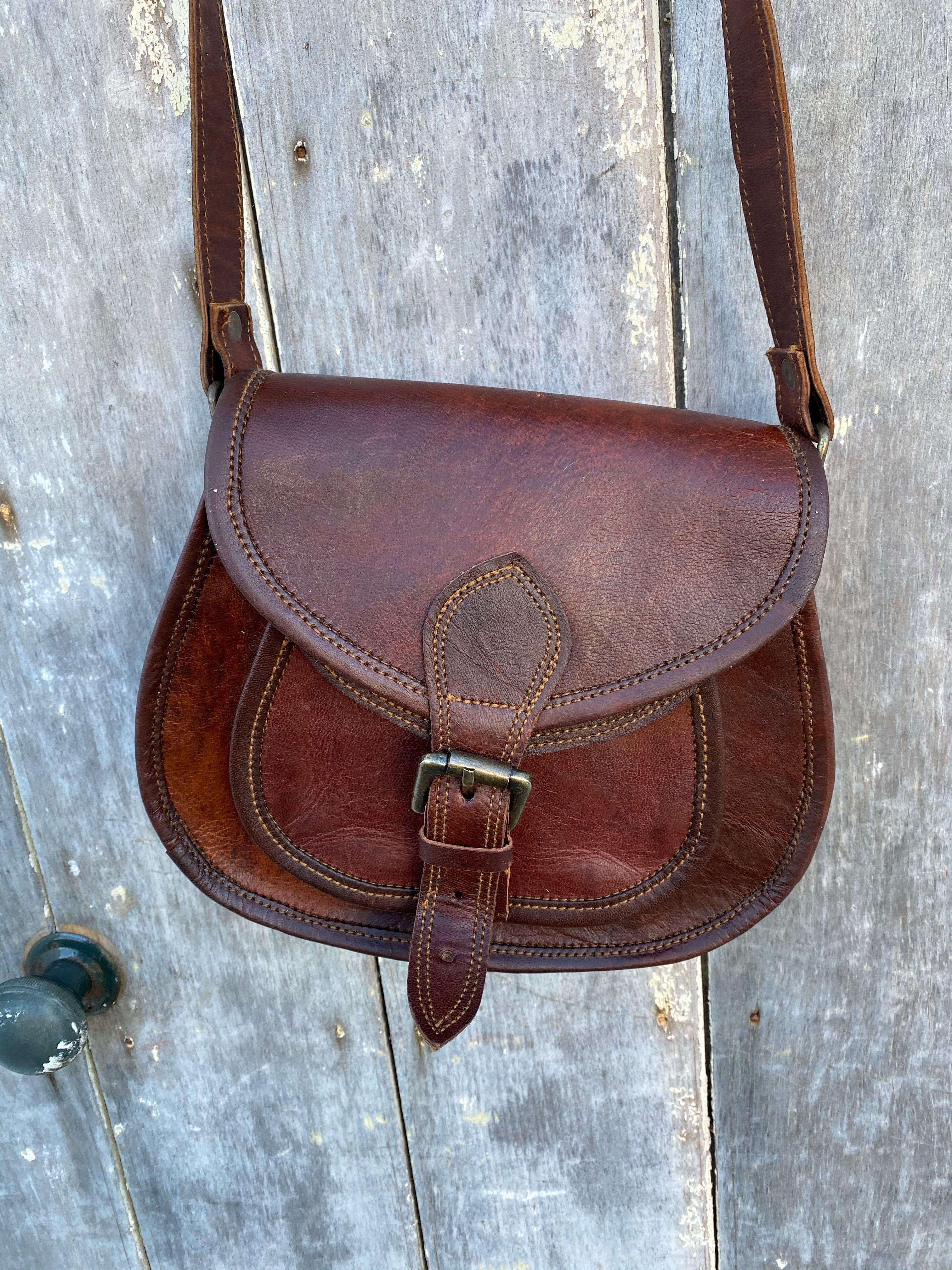 SisterGolden Satchels Small Leather Single Buckle Bag