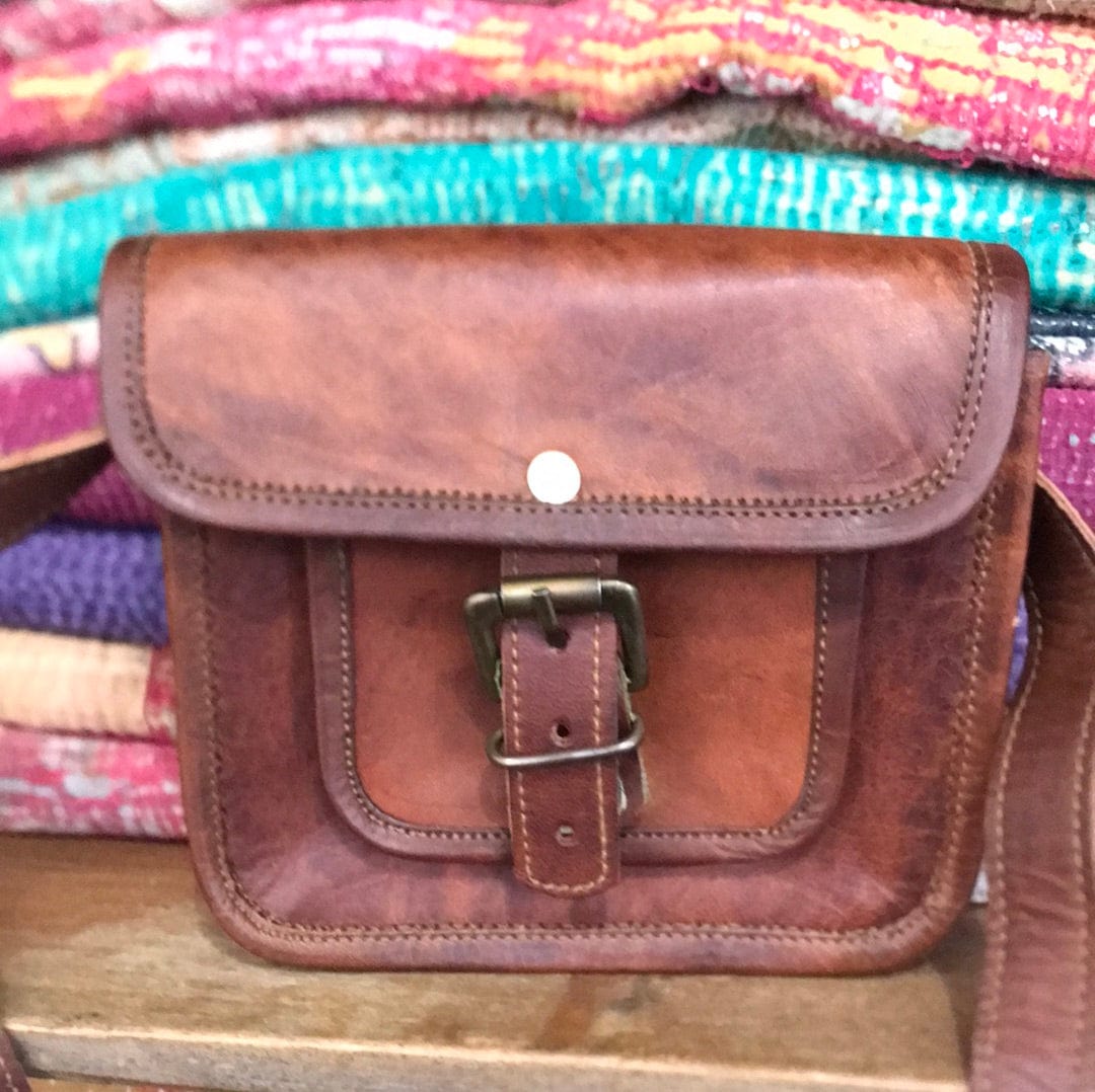 SisterGolden Satchels Smallest Square Leather Buckle Bag