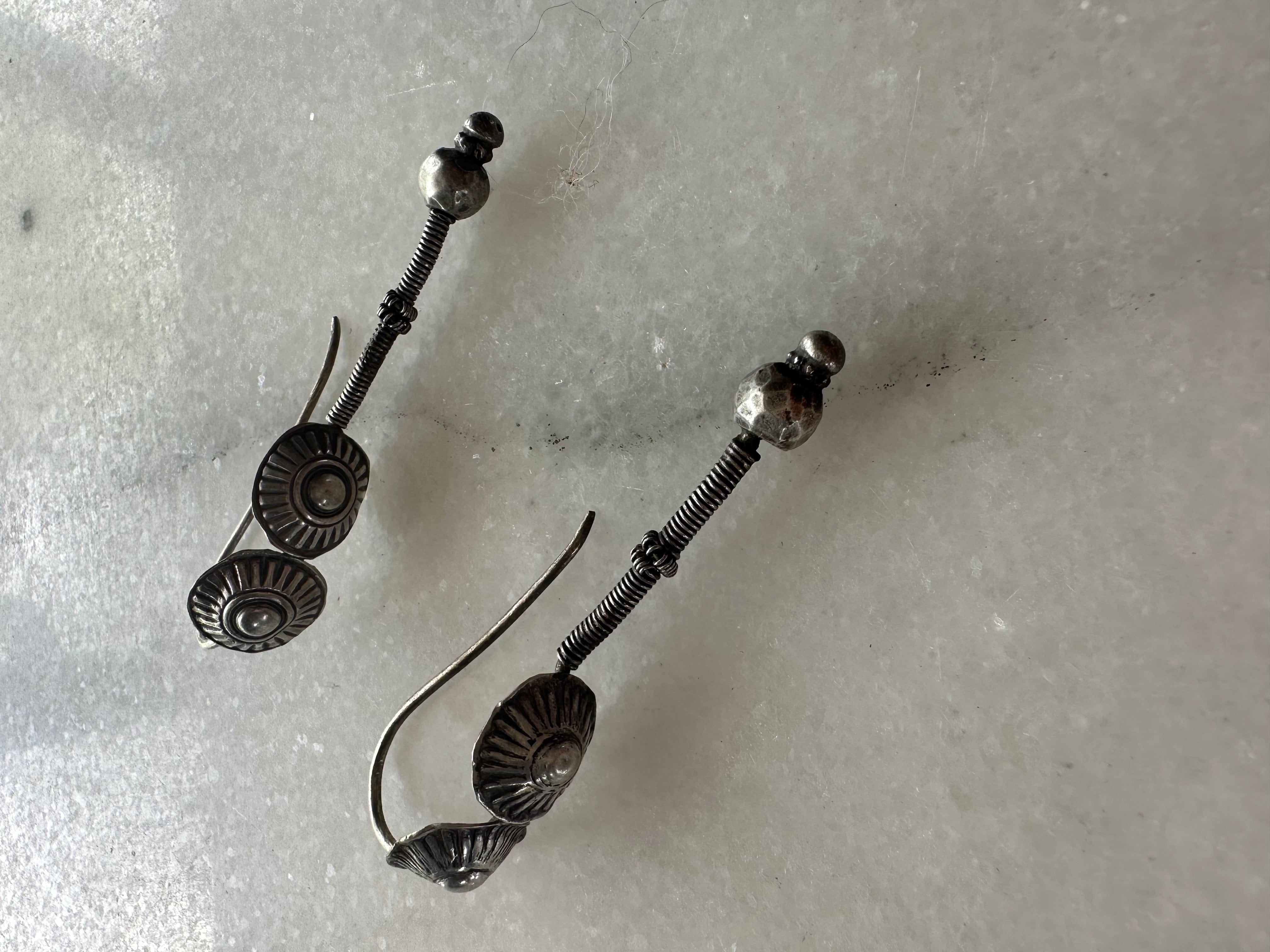 Sistergolden Shiva Dagger Silver handmade earrings