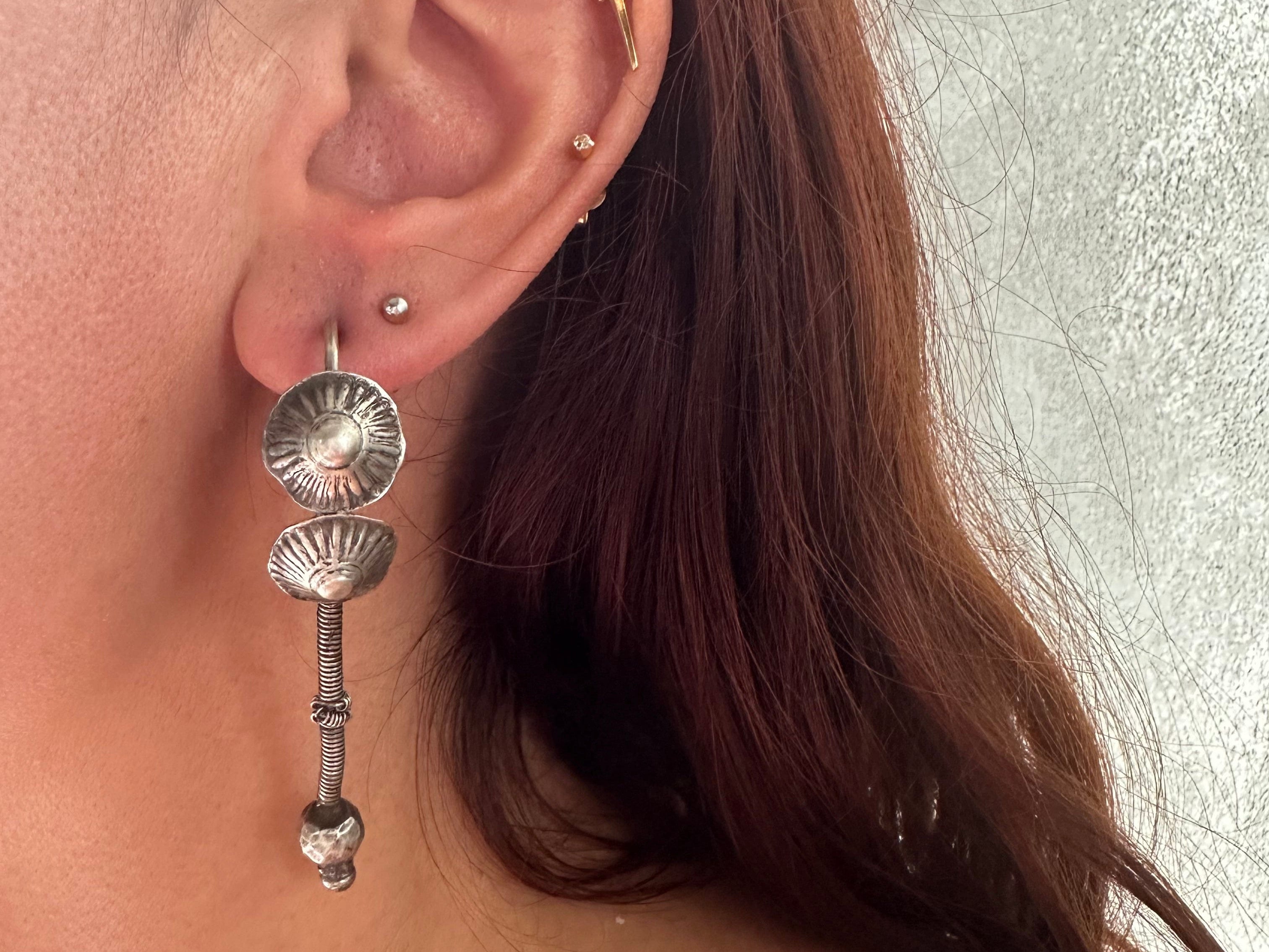 Sistergolden Shiva Dagger Silver handmade earrings
