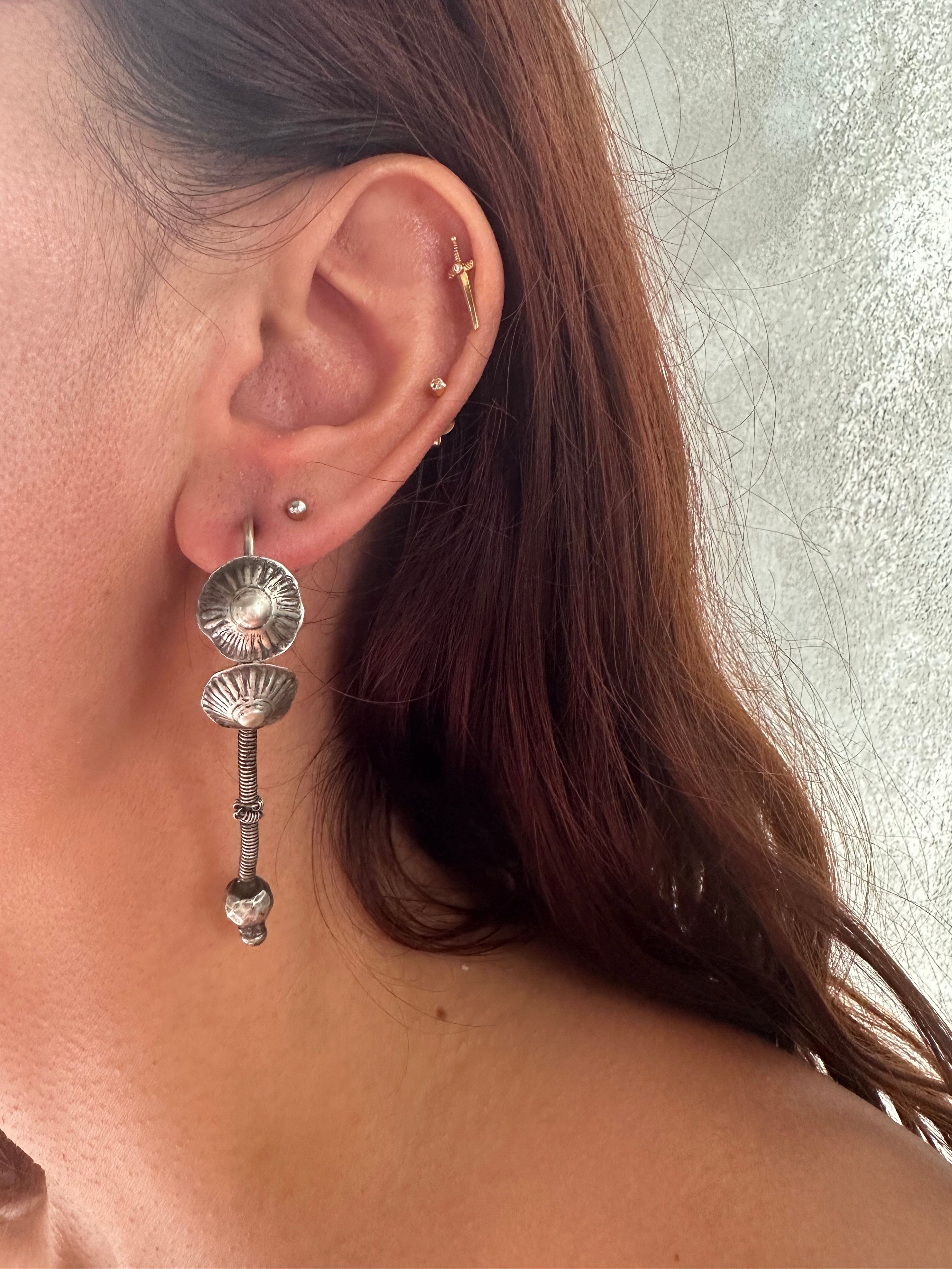 Sistergolden Shiva Dagger Silver handmade earrings