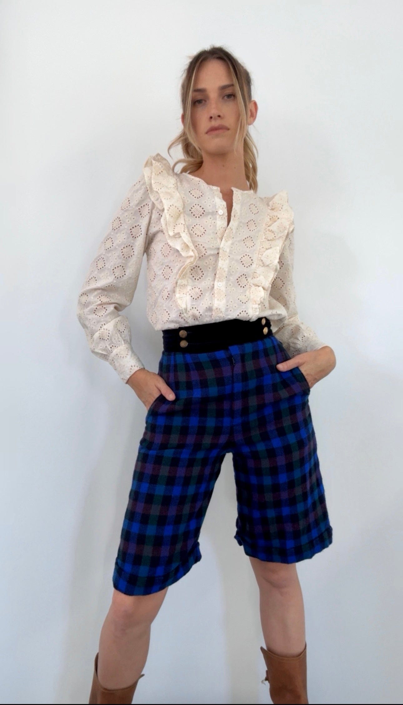 SisterGolden Shorts Blue Tartan Billie Shorts