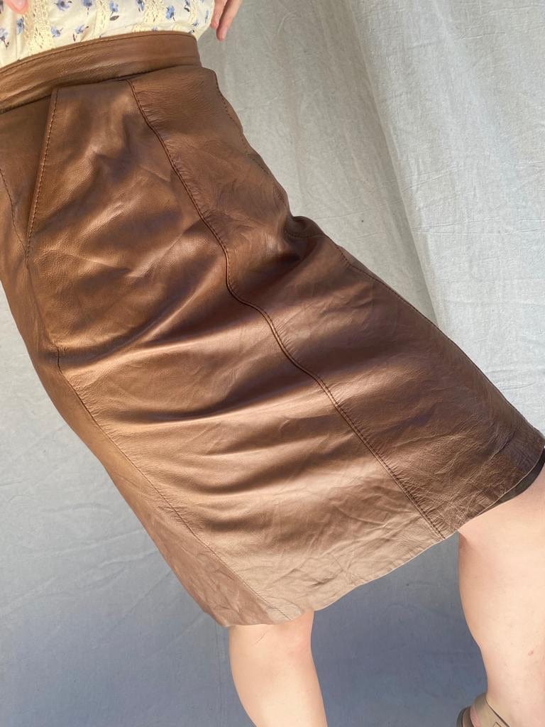 Sistergolden Skirt Walnut Vintage Leather Skirt