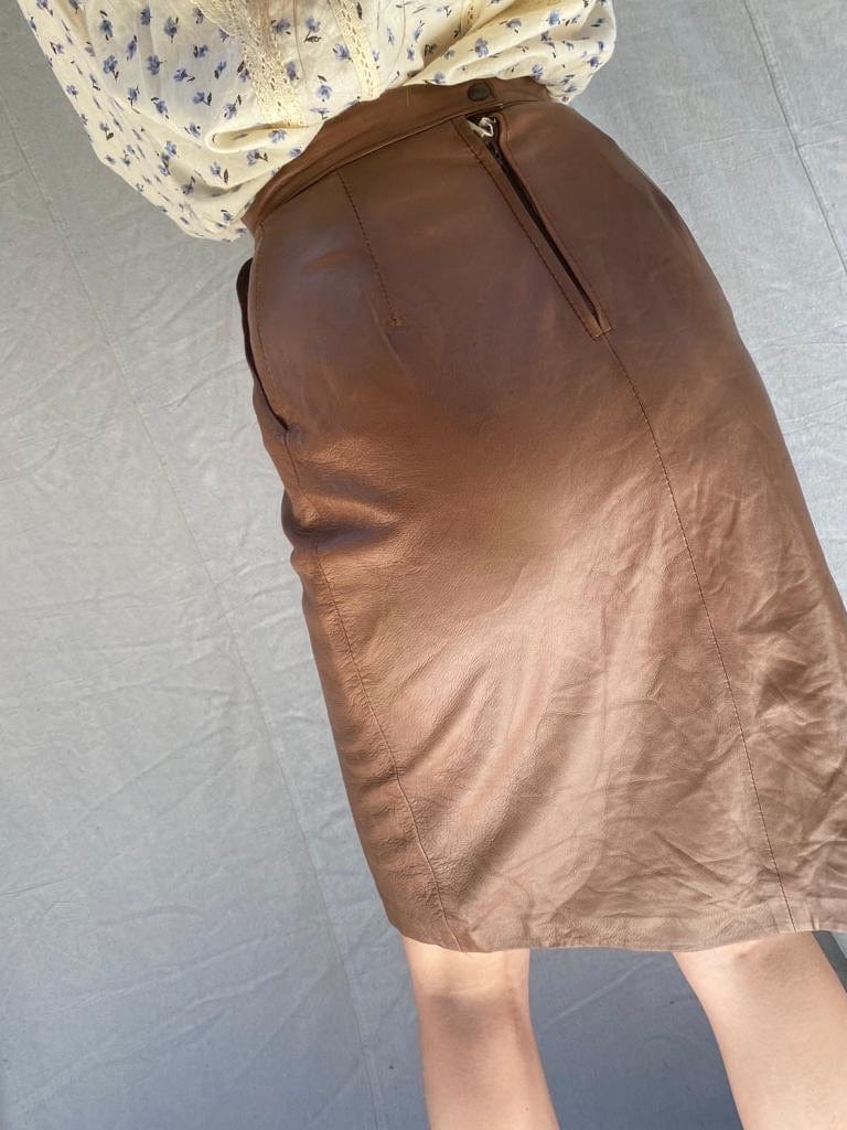 Sistergolden Skirt Walnut Vintage Leather Skirt