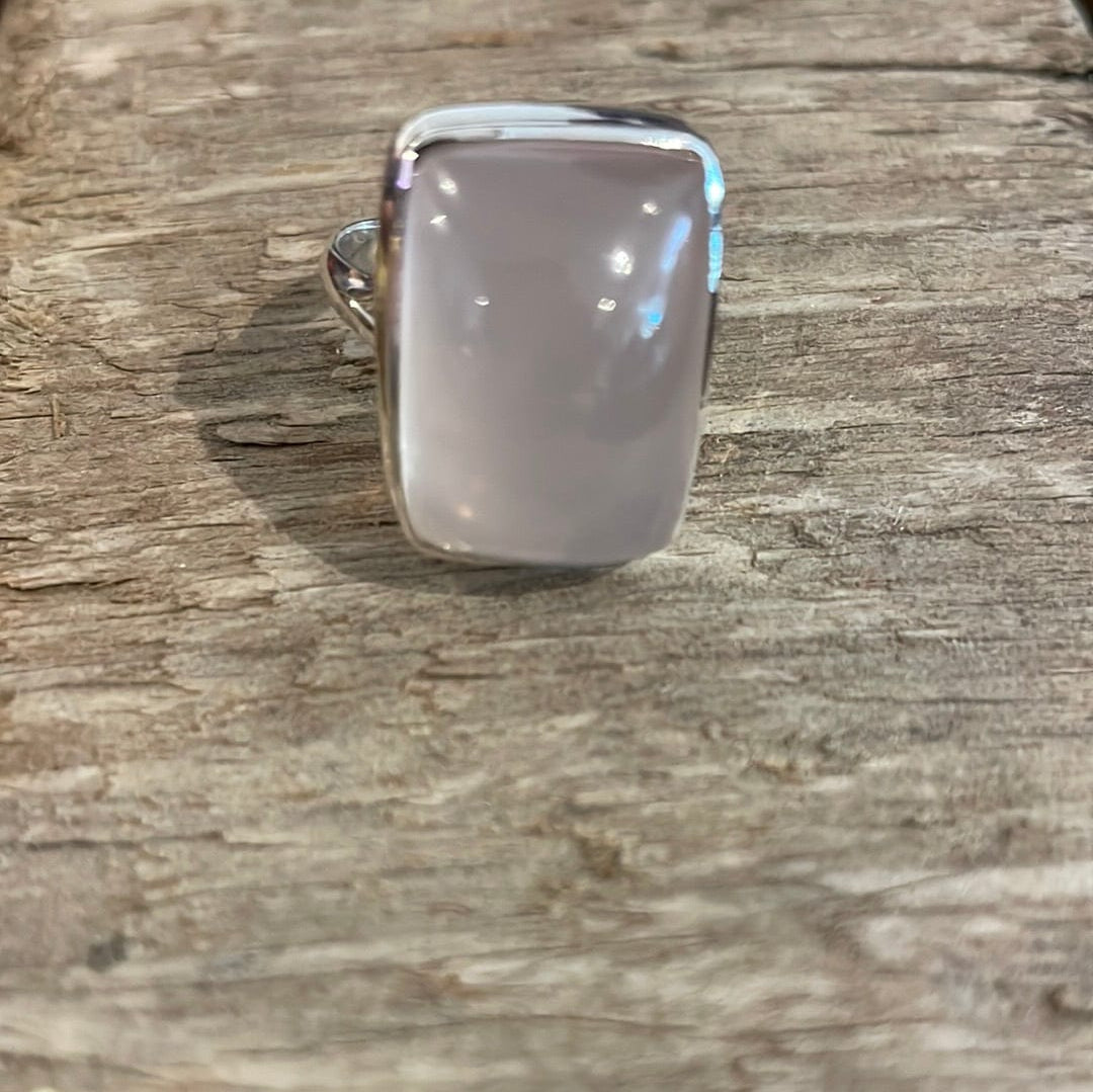 Sistergolden Sterling Silver Rose Quartz Ring