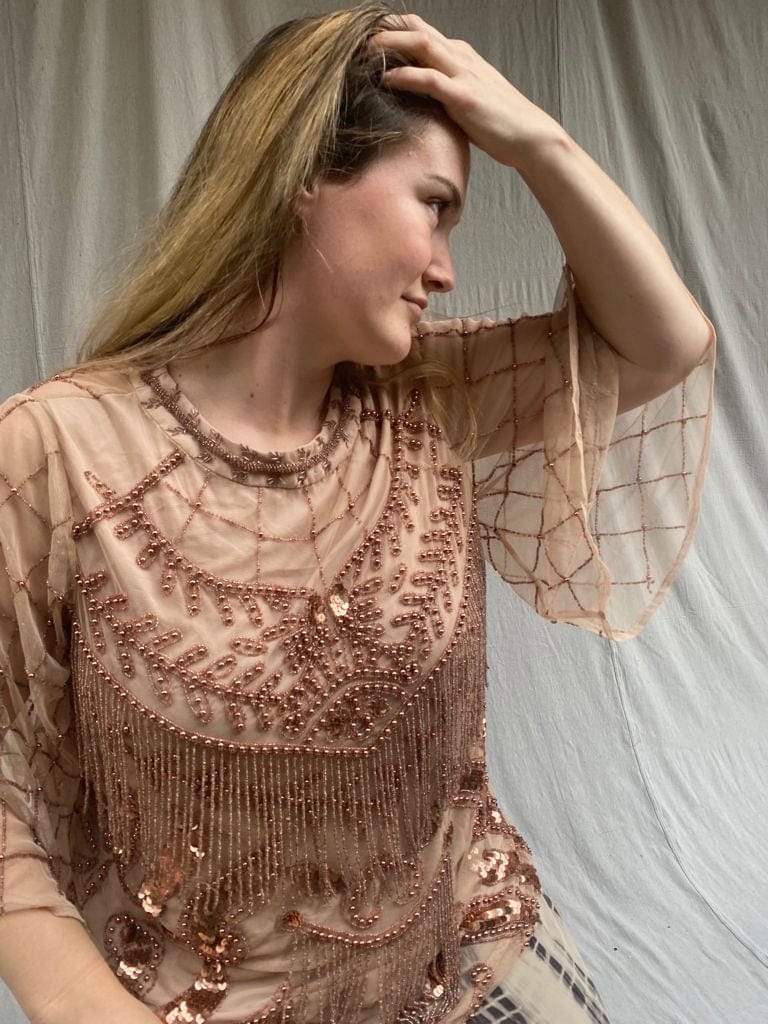 SisterGolden Tops Empresses Beaded Top