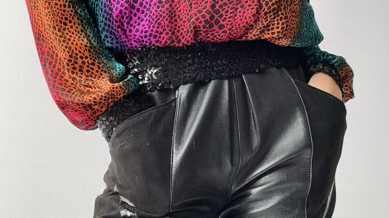 SisterGolden Tops Rainbow Leopard Vintage Top