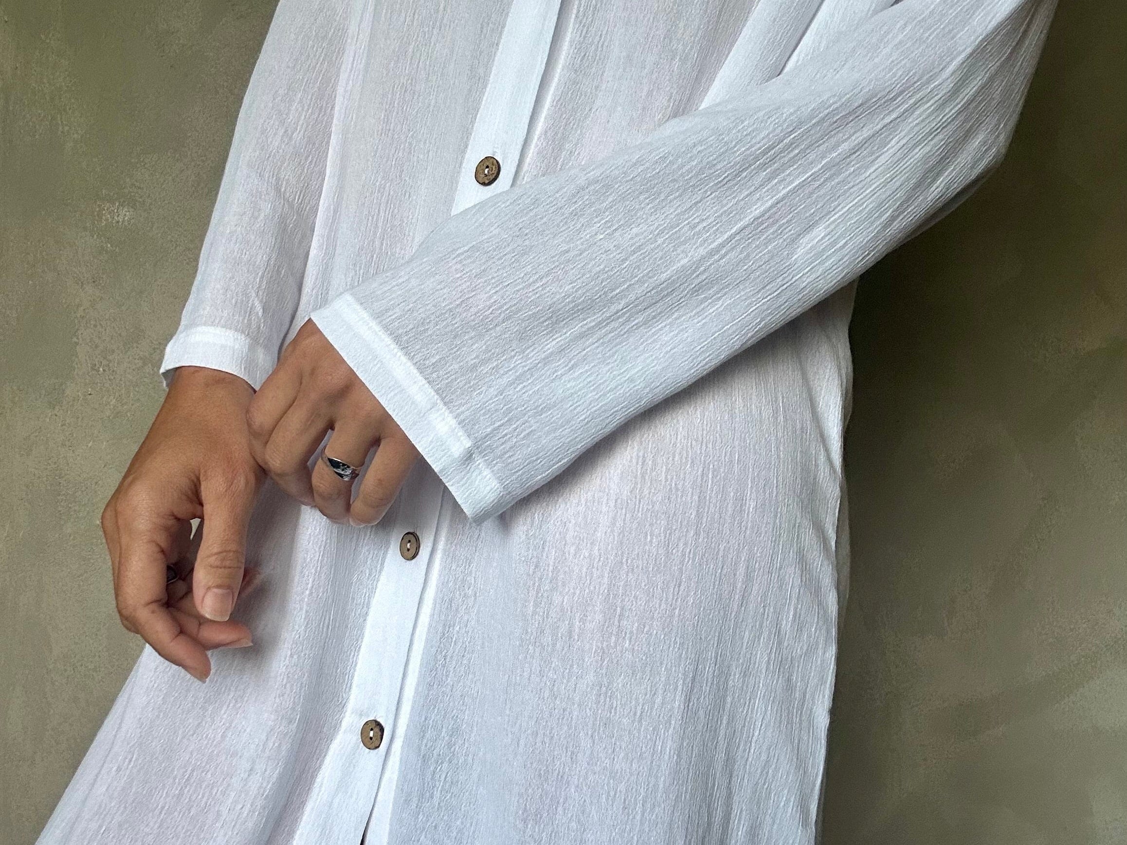 Sistergolden Turkish Cotton Shirt Dress White