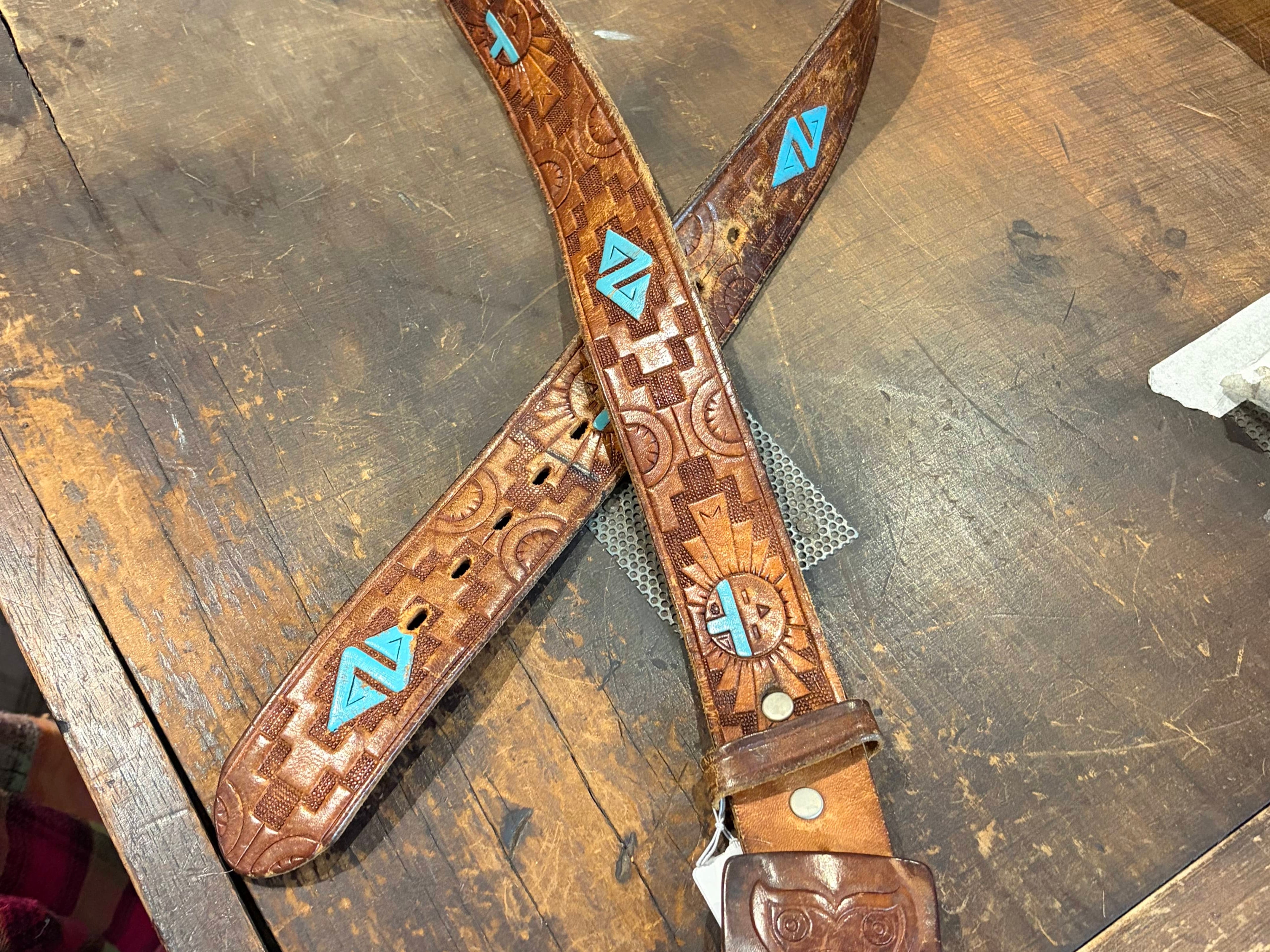 Vintage Butterfly Hand Tooled Belt 42”, Sistergolden, Sistergolden