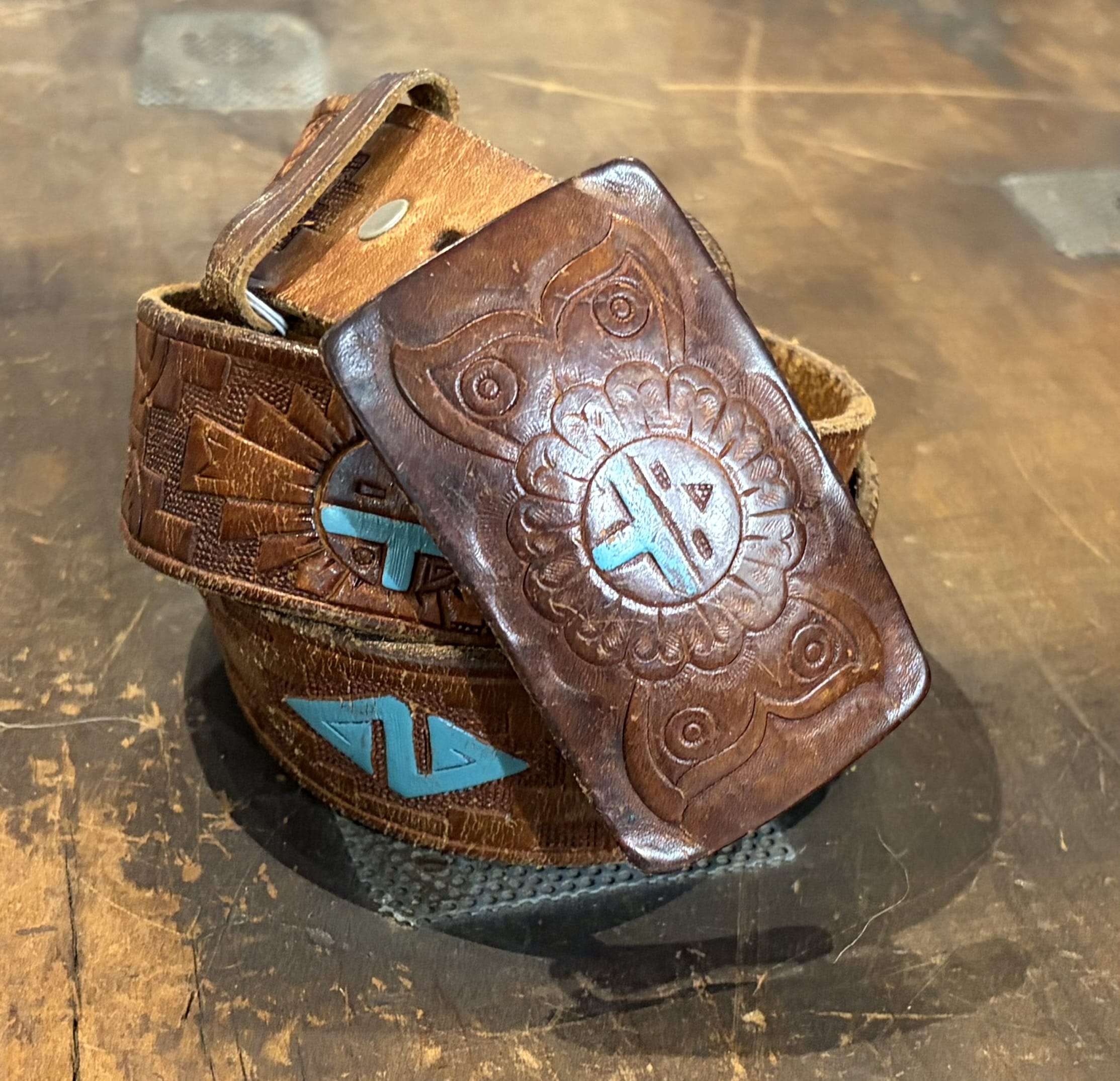 Vintage Butterfly Hand Tooled Belt 42”, Sistergolden, Sistergolden