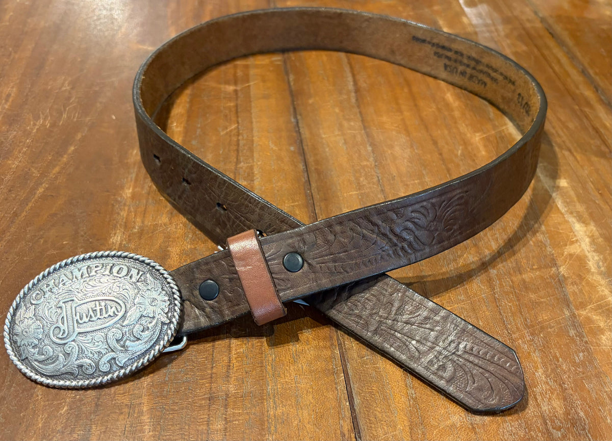 Sistergolden Vintage Justin Hand Tooled Belt 32”