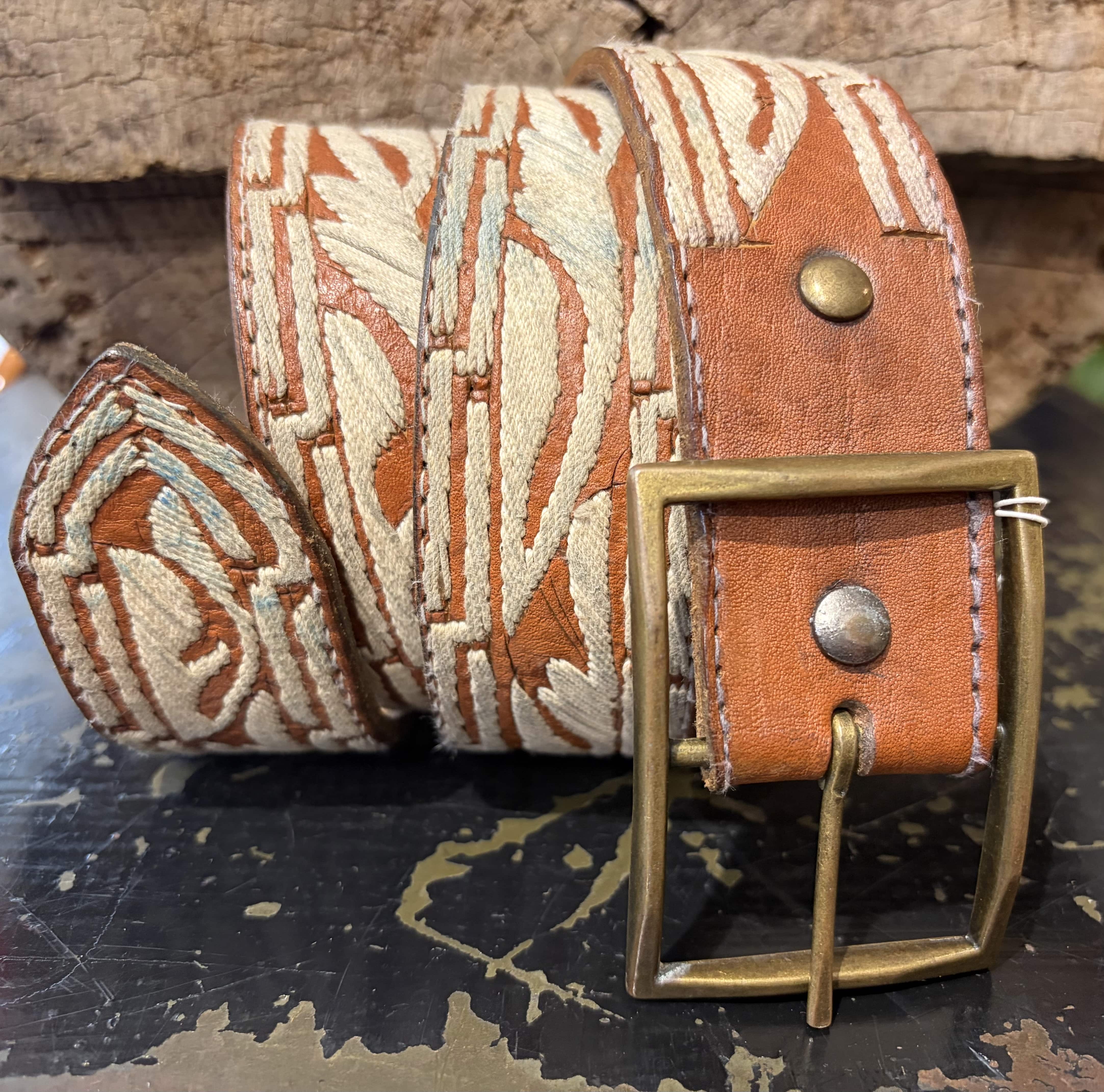 Sistergolden Vintage Ocean Hand Tooled Belt 43”