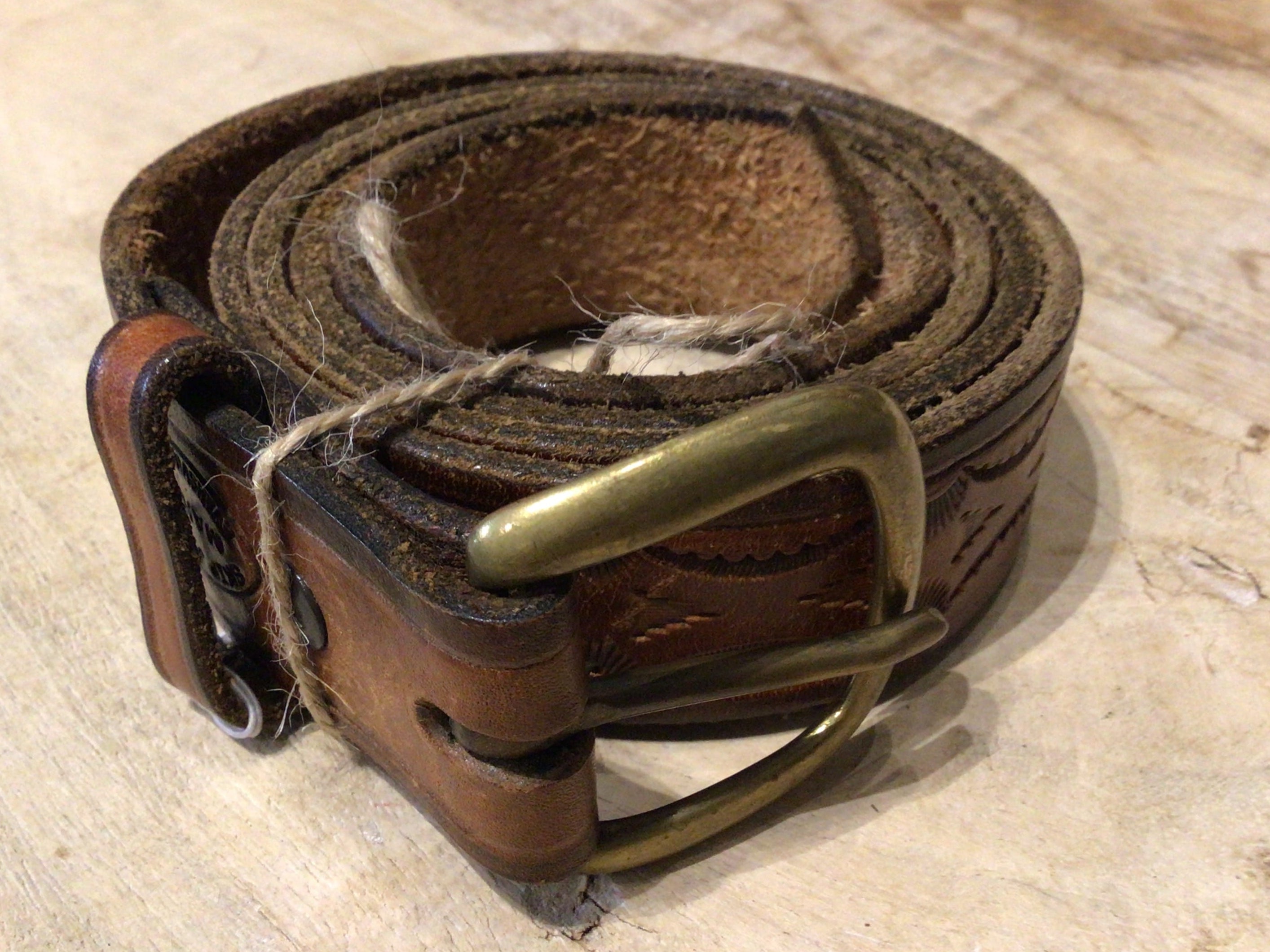 Vintage Radial Hand Tooled Belt 42”, Sistergolden, Sistergolden