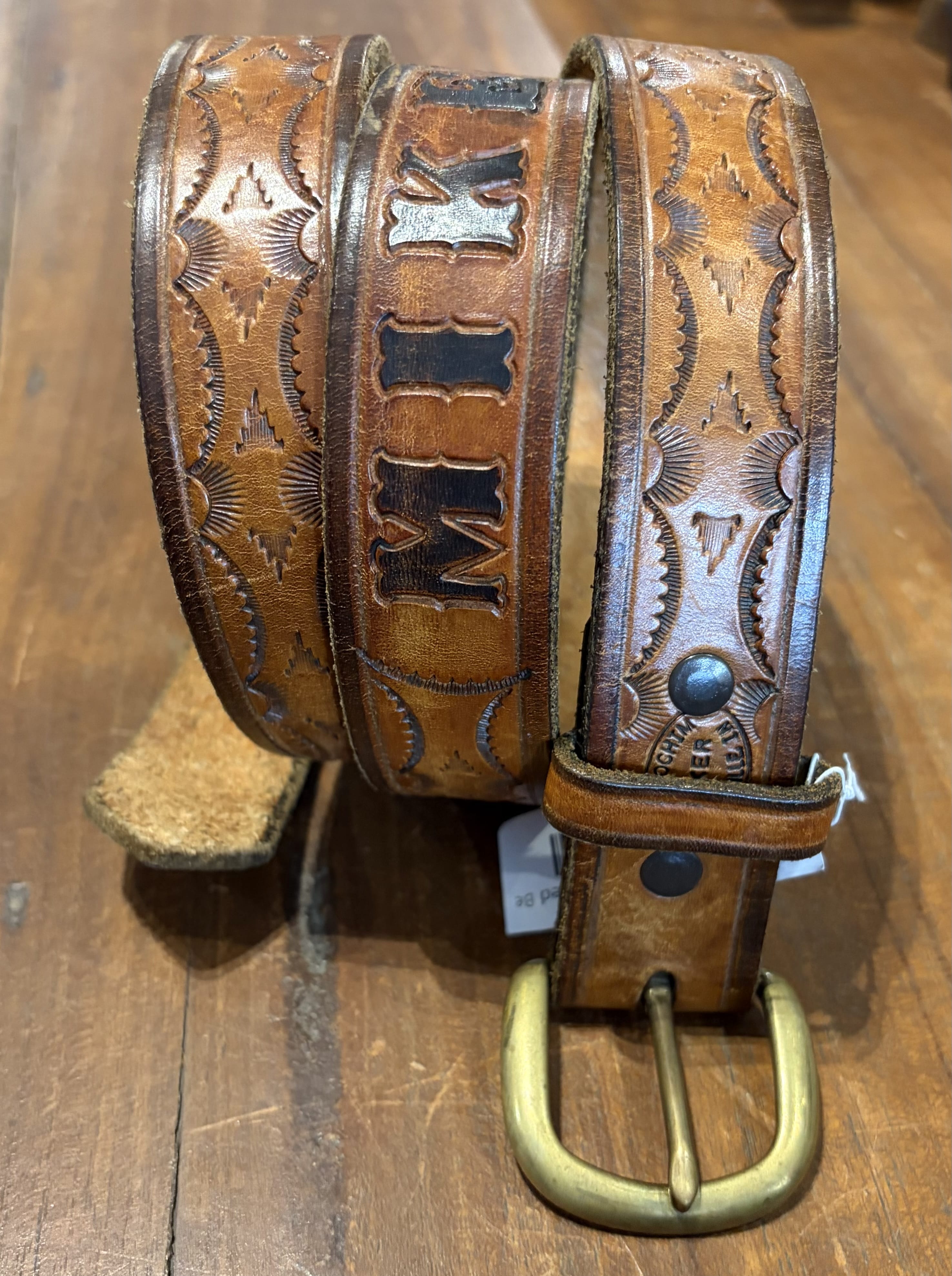 Sistergolden Vintage Radial Hand Tooled Belt 42”