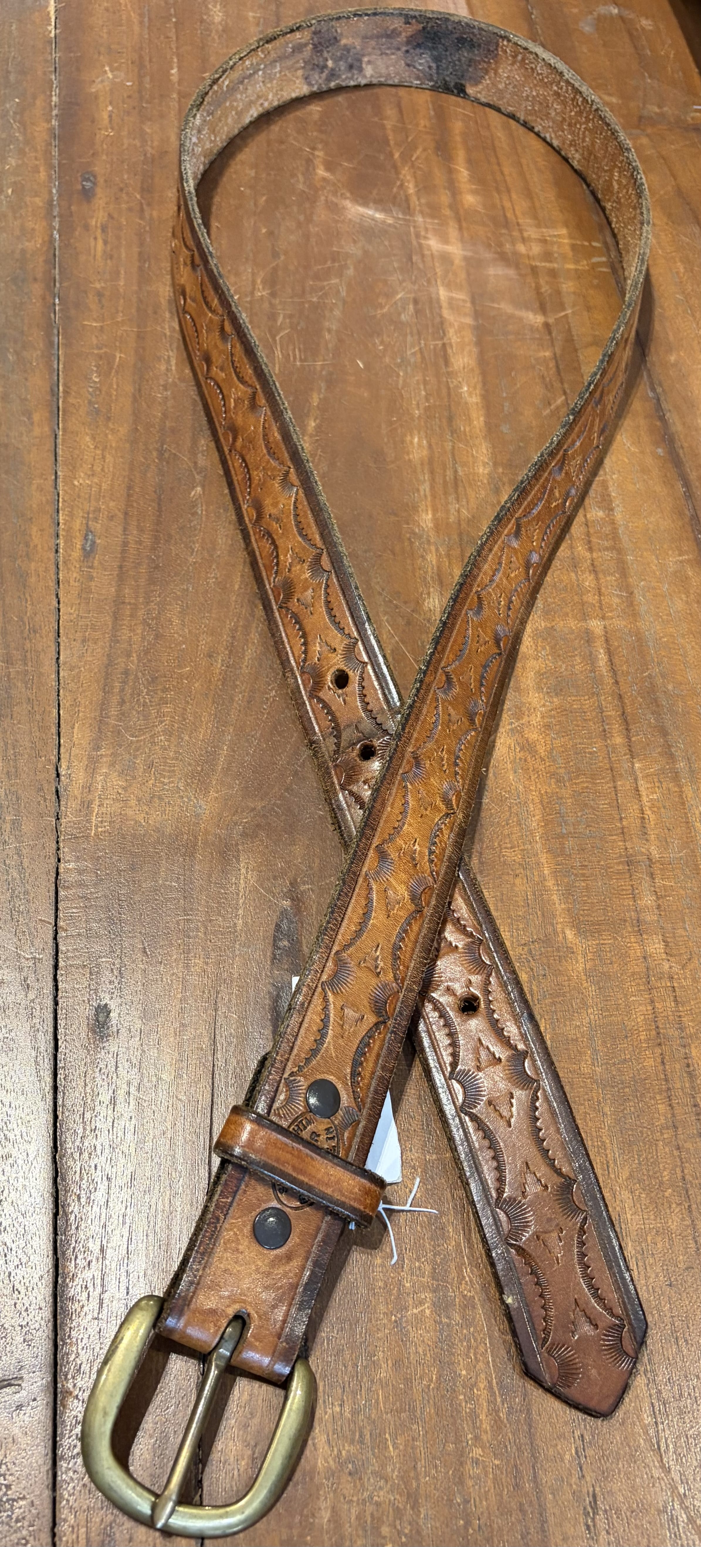 Sistergolden Vintage Radial Hand Tooled Belt 42”