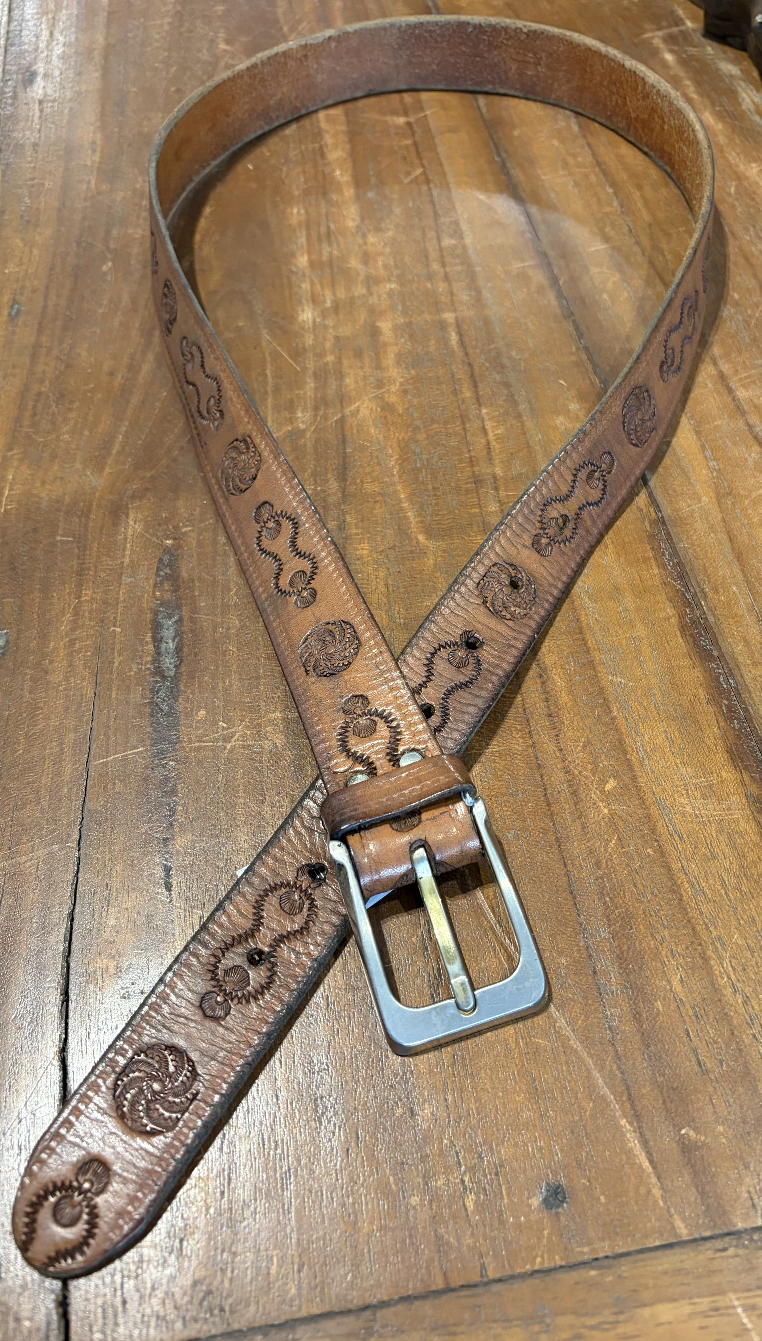 Sistergolden Vintage Tao Hand Tooled Belt 39”