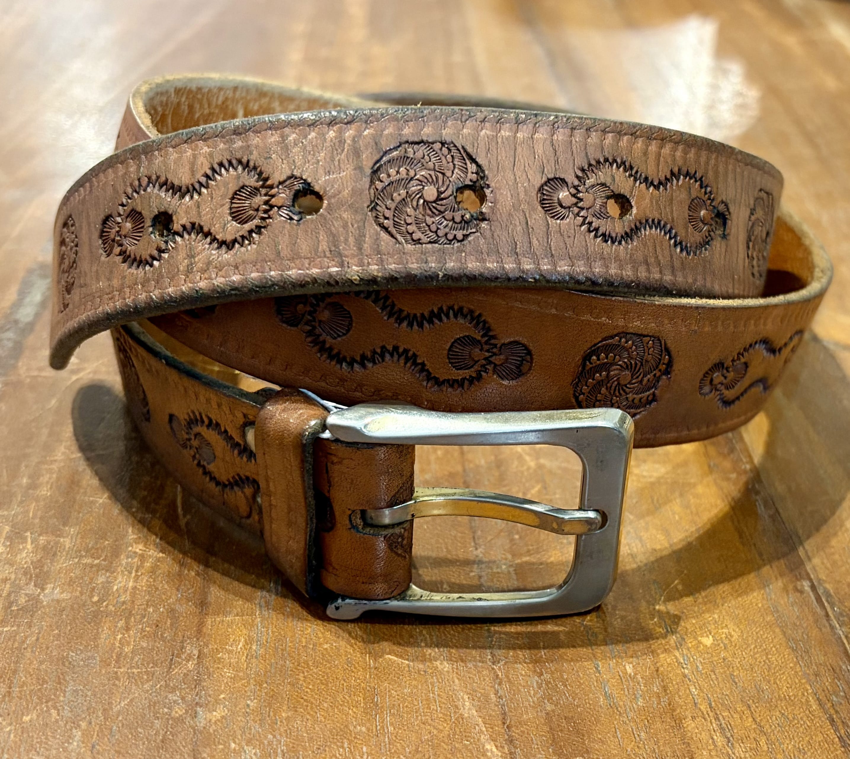 Sistergolden Vintage Tao Hand Tooled Belt 39”