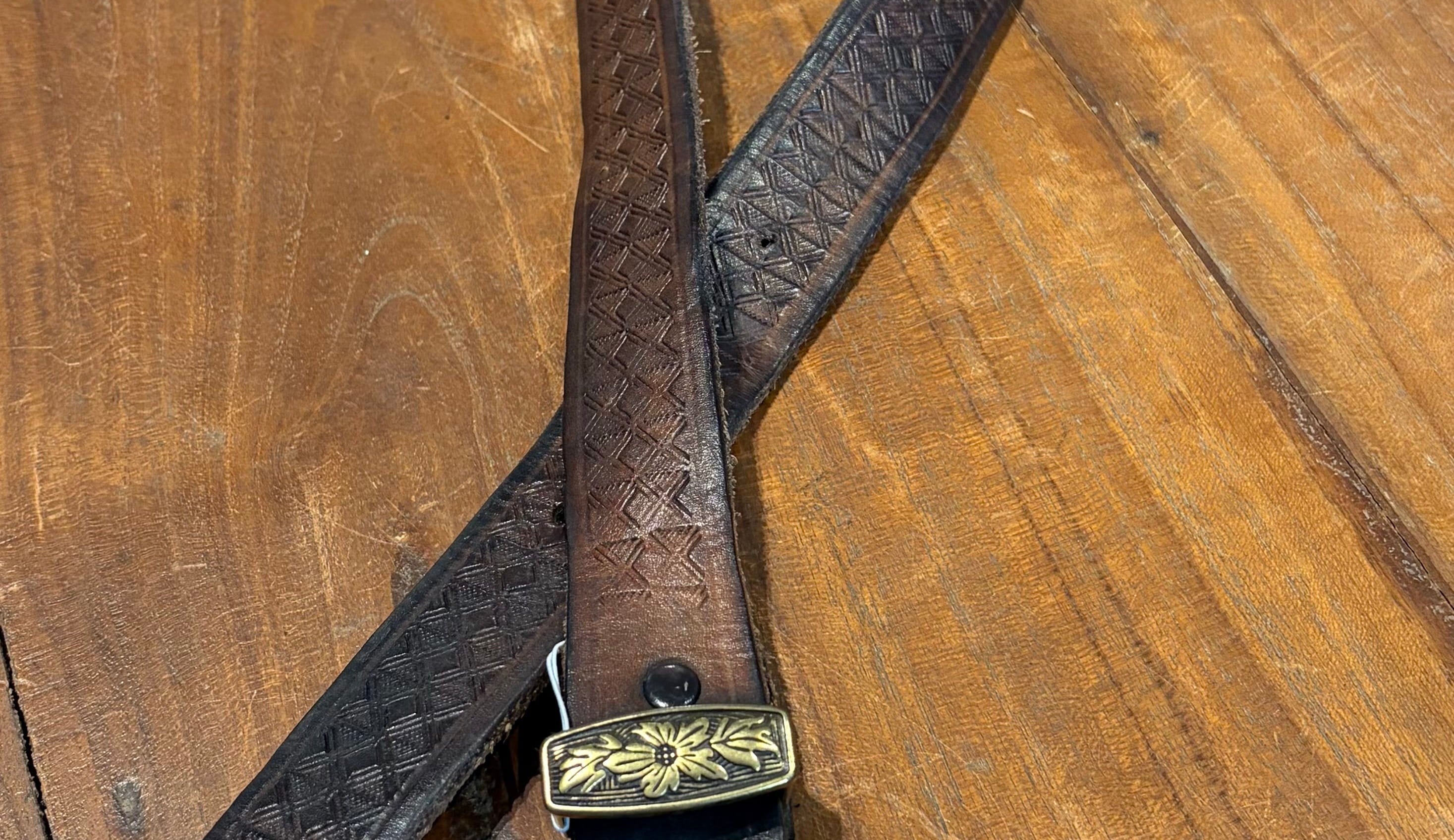 Sistergolden Vintage Tri Hand Tooled Belt 43.5”