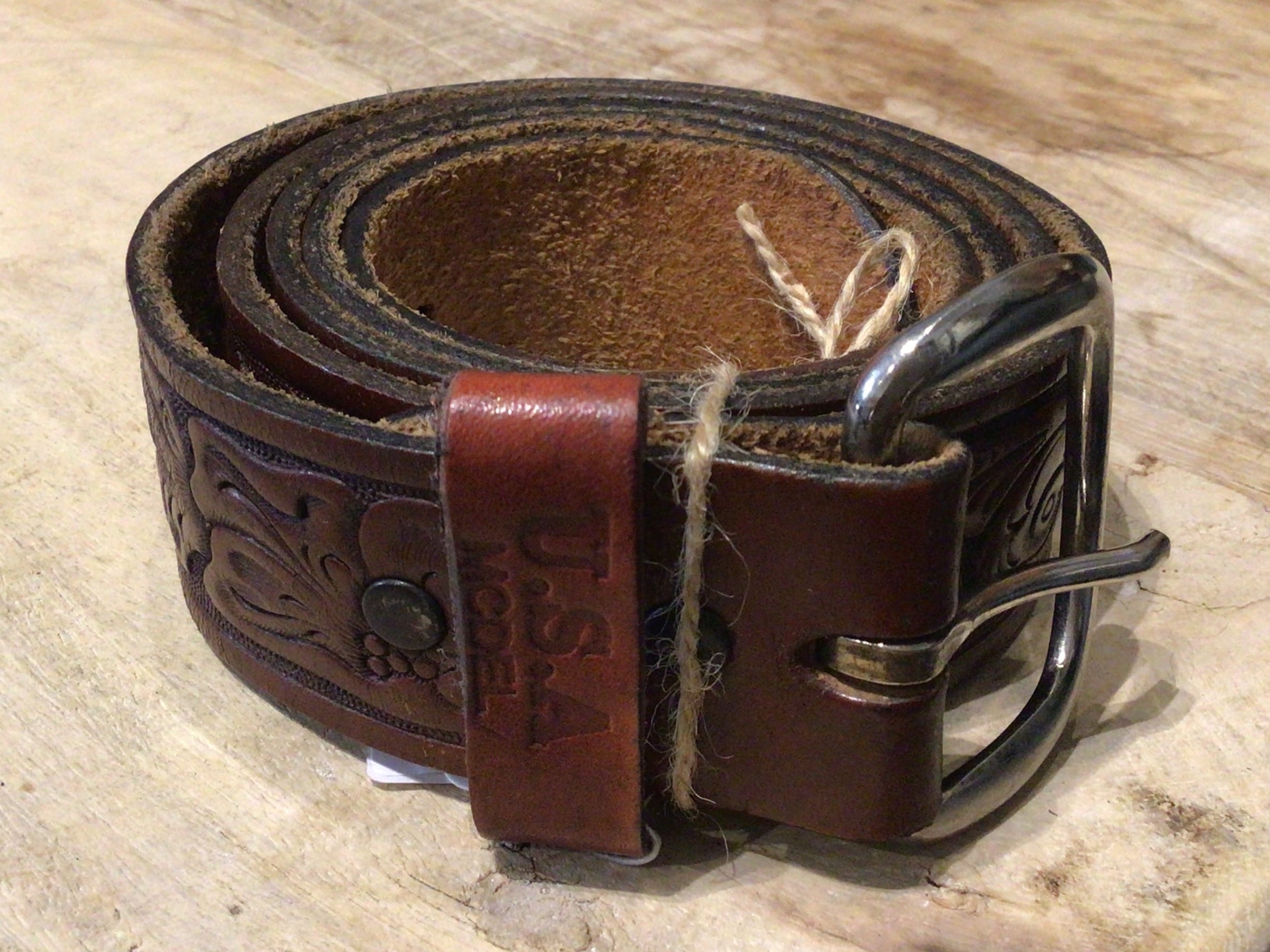 Vintage US Hand Tooled Belt 46”, Sistergolden, Sistergolden