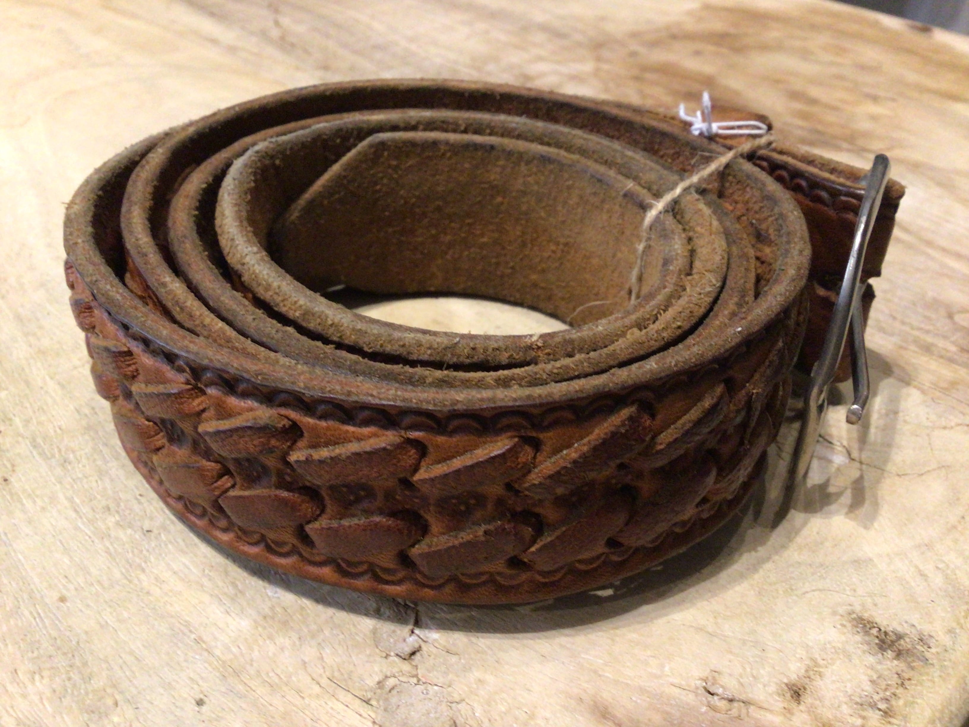 Sistergolden Vintage Weave Hand Tooled Belt 48”