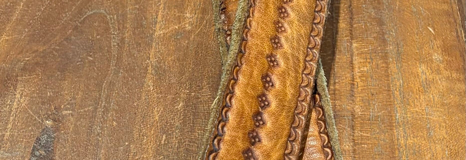 Sistergolden Vintage Weave Hand Tooled Belt 48”